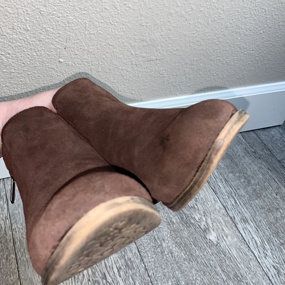 Sketchers Memory Foam block heel leather short brown Chelsea boots Sz 8.5 rustic - Picture 15 of 17